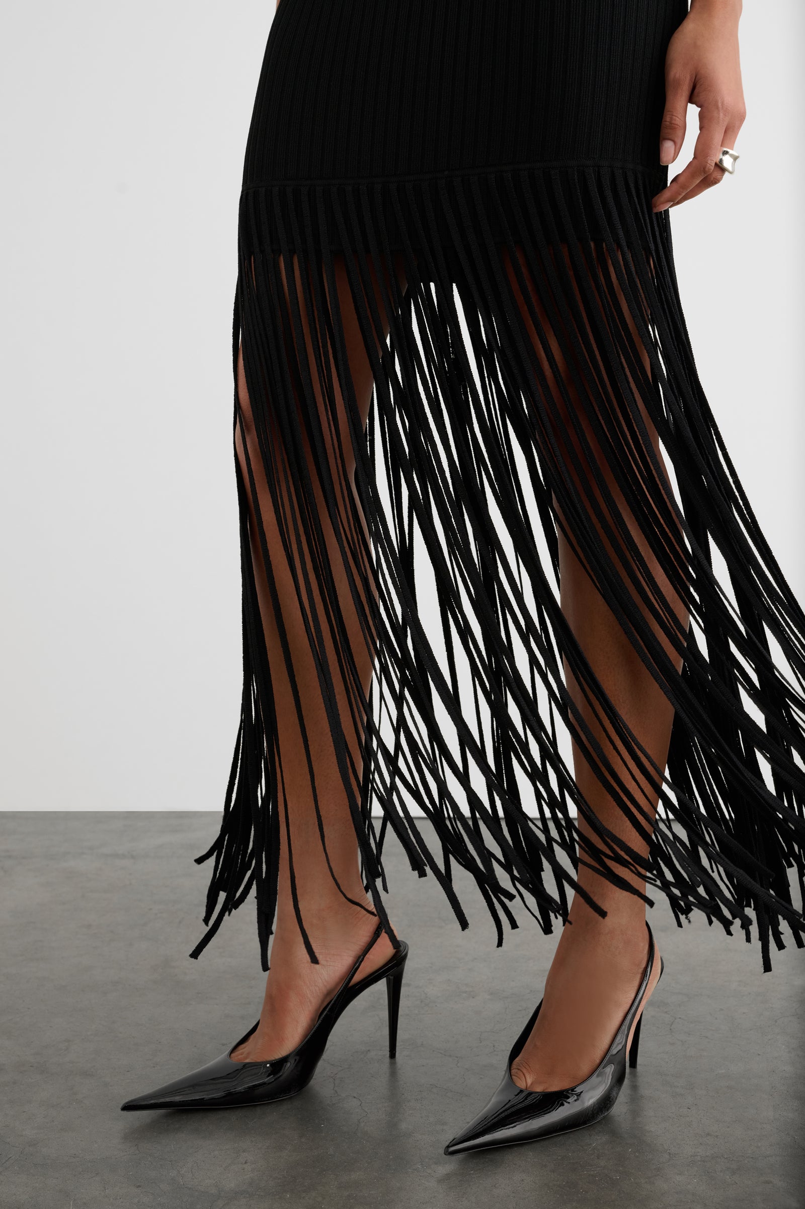 JADA MOCK NECK CAP SLEEVE MINI DRESS WITH FRINGE