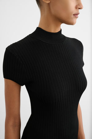 JADA MOCK NECK CAP SLEEVE MINI DRESS WITH FRINGE