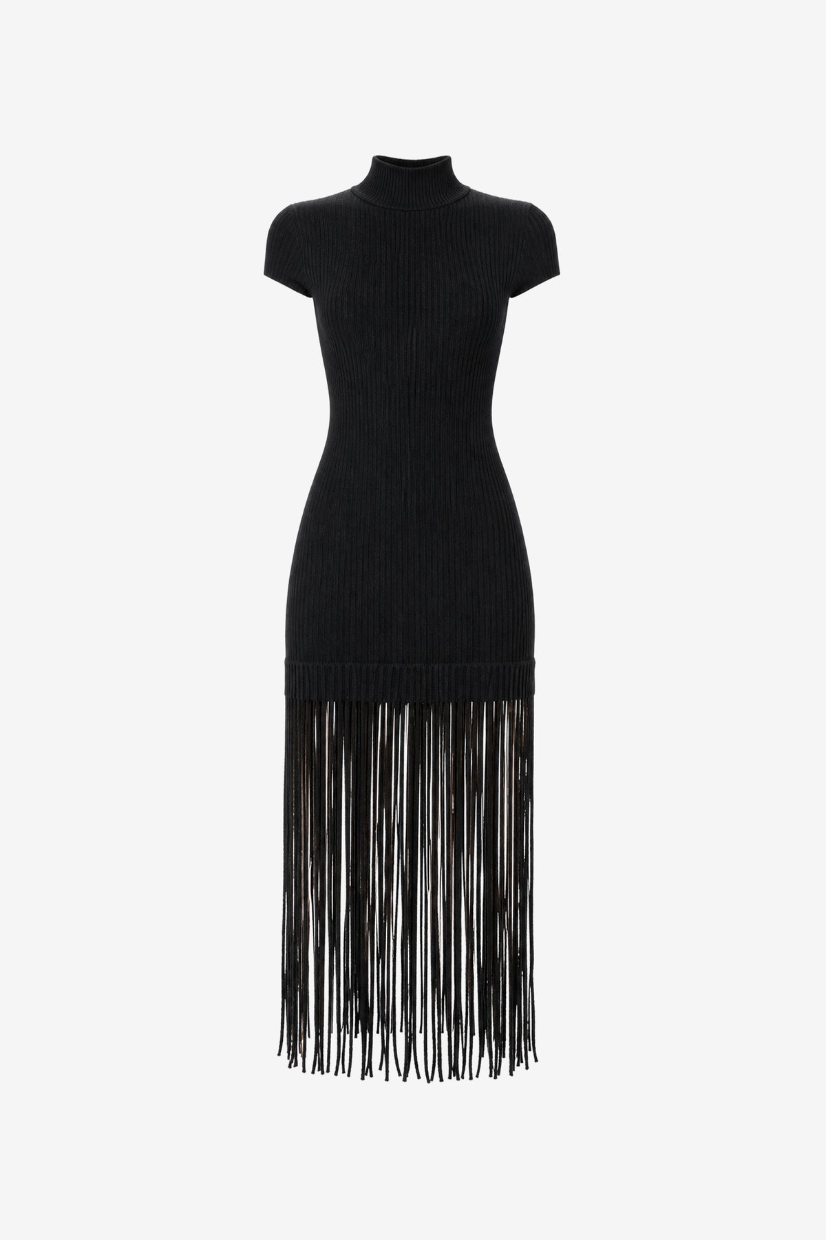 JADA MOCK NECK CAP SLEEVE MINI DRESS WITH FRINGE