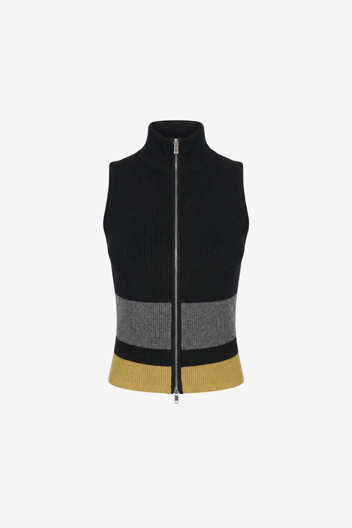 JAYLA SLEEVELESS MOCK NECK ZIP FRONT TOP