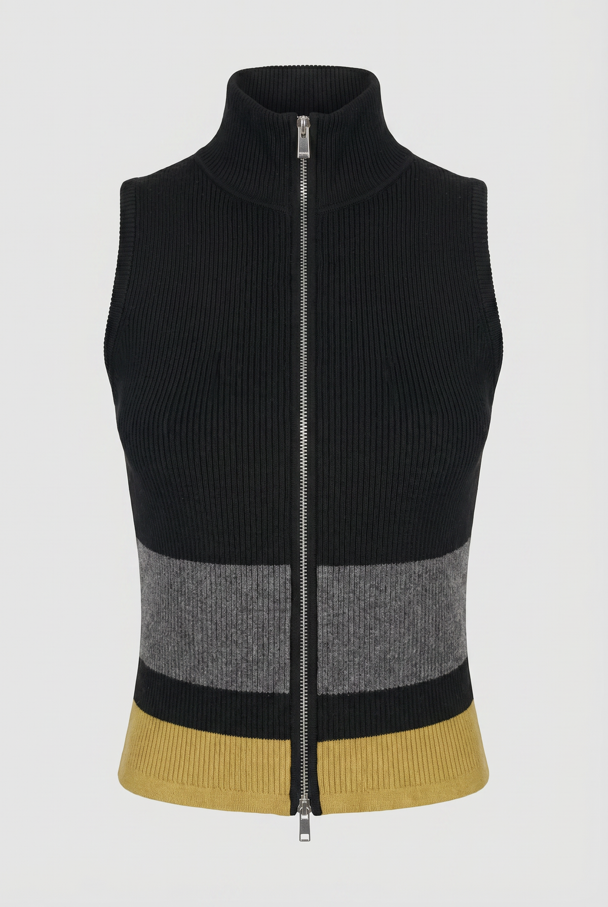 JAYLA SLEEVELESS MOCK NECK ZIP FRONT TOP