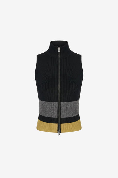 JAYLA SLEEVELESS MOCK NECK ZIP FRONT TOP
