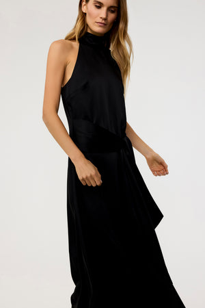 Jocelyn Satin Tie-Front Maxi Dress