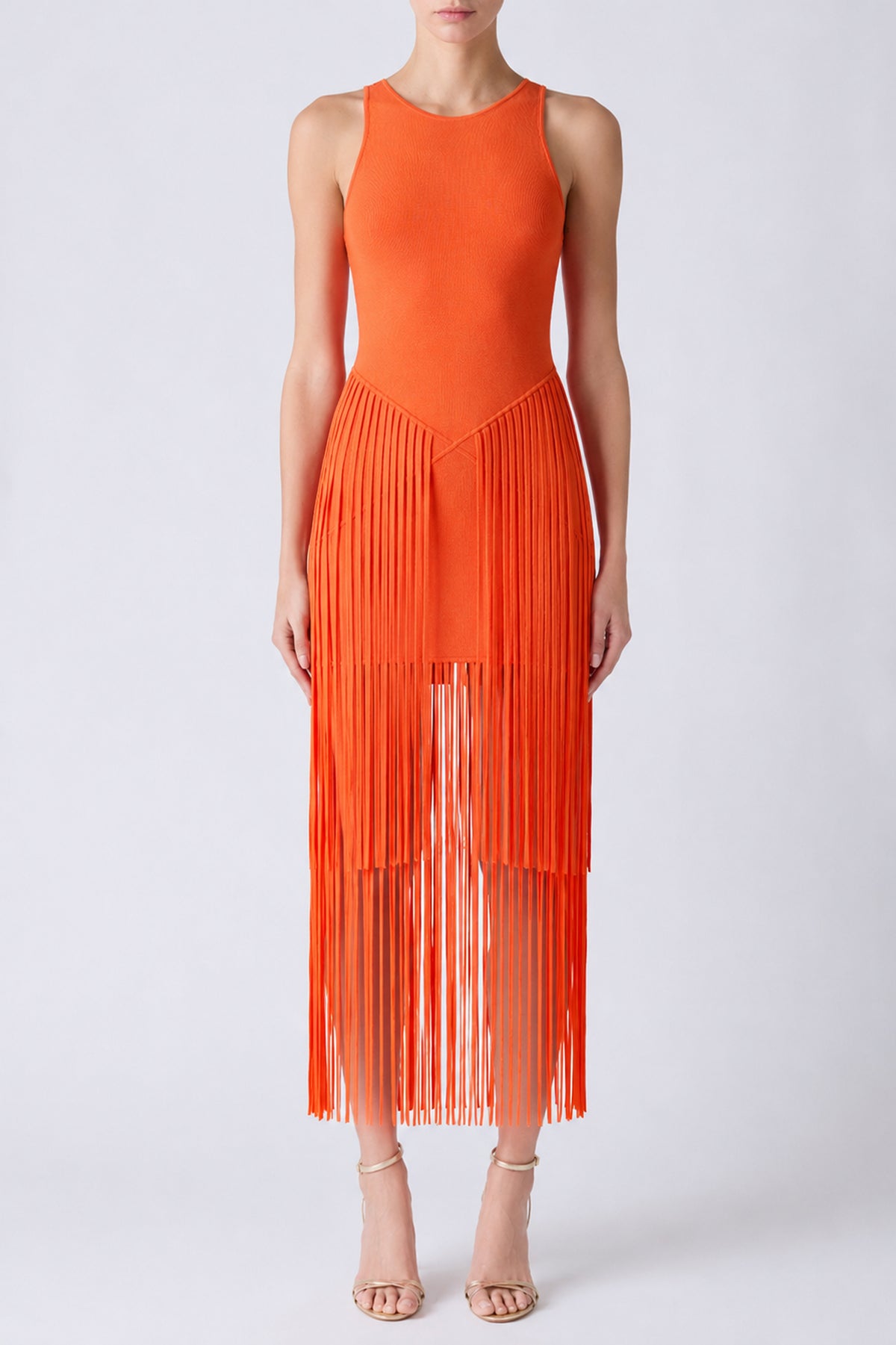 JORA RACER KNEE LENGTH DRESS WITH FRINGE