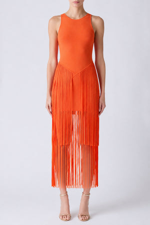 JORA RACER KNEE LENGTH DRESS WITH FRINGE