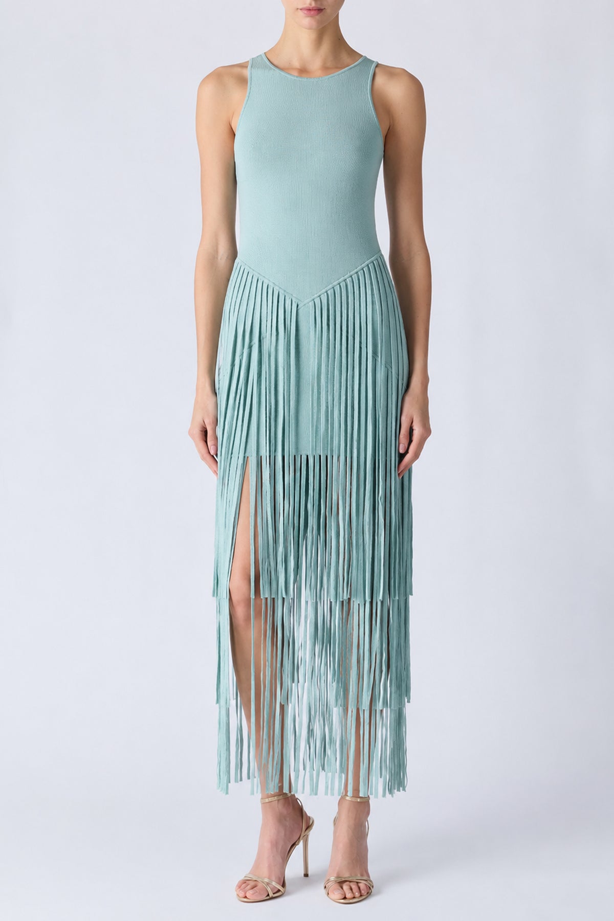 JORA RACER KNEE LENGTH DRESS WITH FRINGE