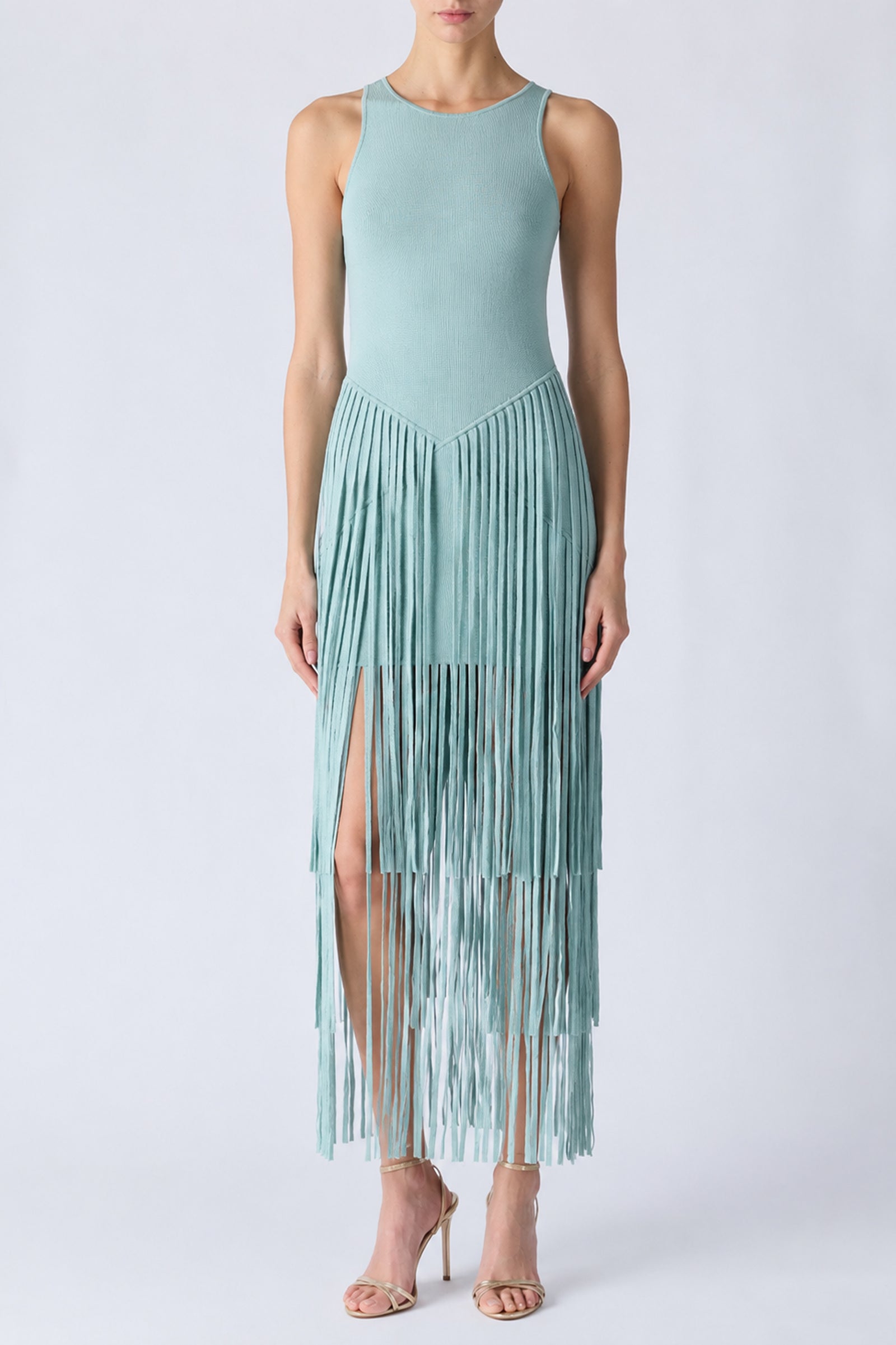 JORA RACER KNEE LENGTH DRESS WITH FRINGE