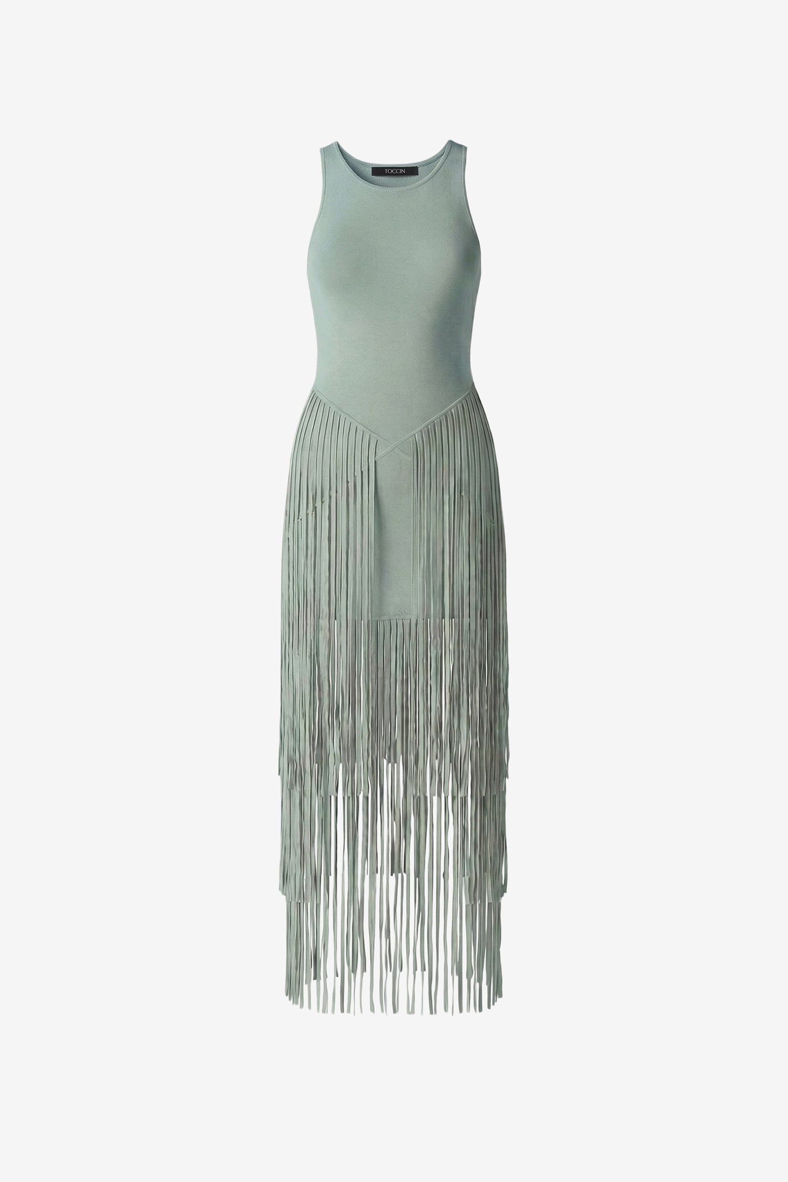 JORA RACER KNEE LENGTH DRESS WITH FRINGE - Toccin