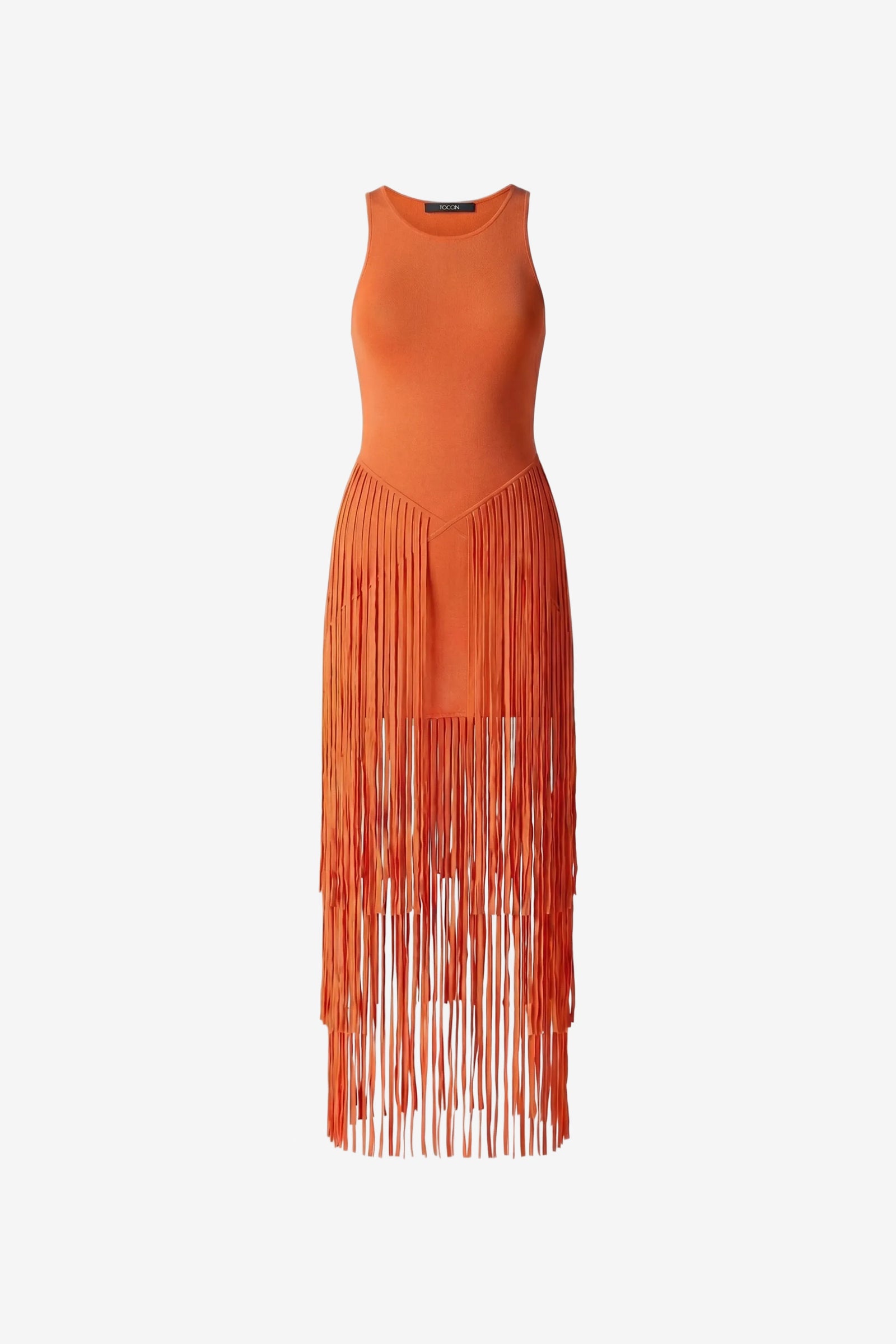 JORA RACER KNEE LENGTH DRESS WITH FRINGE - Toccin