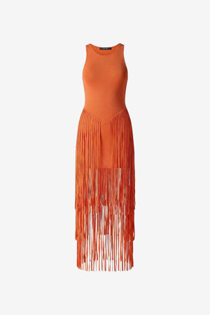 JORA RACER KNEE LENGTH DRESS WITH FRINGE - Toccin