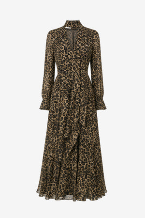 JANE TIE NECK MIDI DRESS