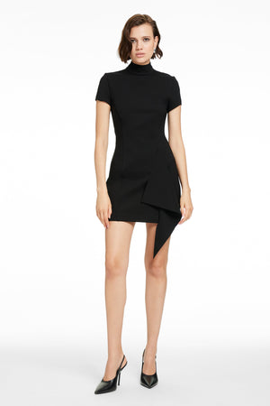 JANIE MOCK-NECK CASCADE MINI DRESS - Toccin