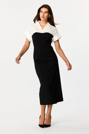 Jasmine Short Sleeve Stretch Midi Dress - Toccin