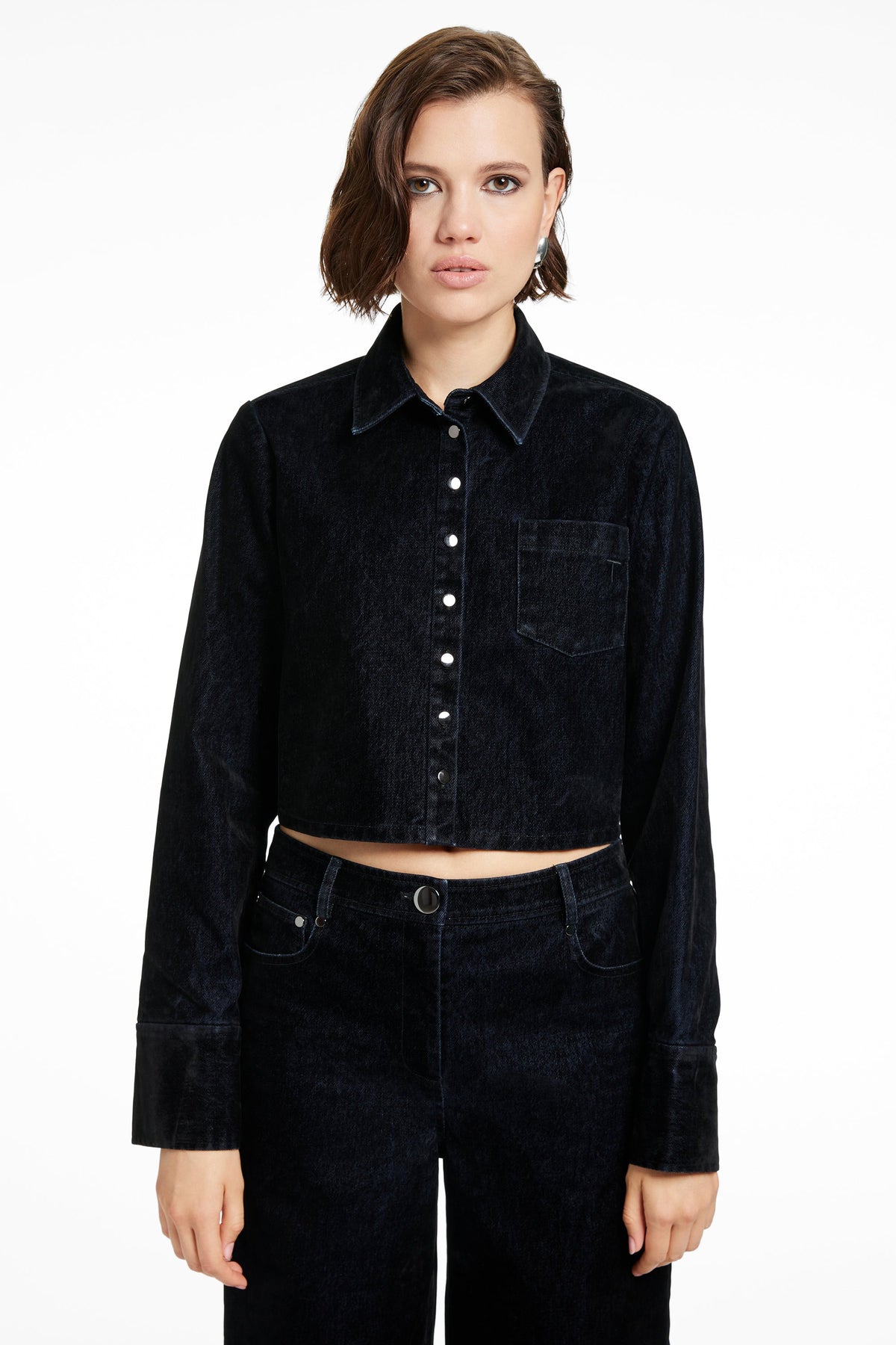 JETTA CROPPED BUTTON-FRONT SHIRT - Toccin