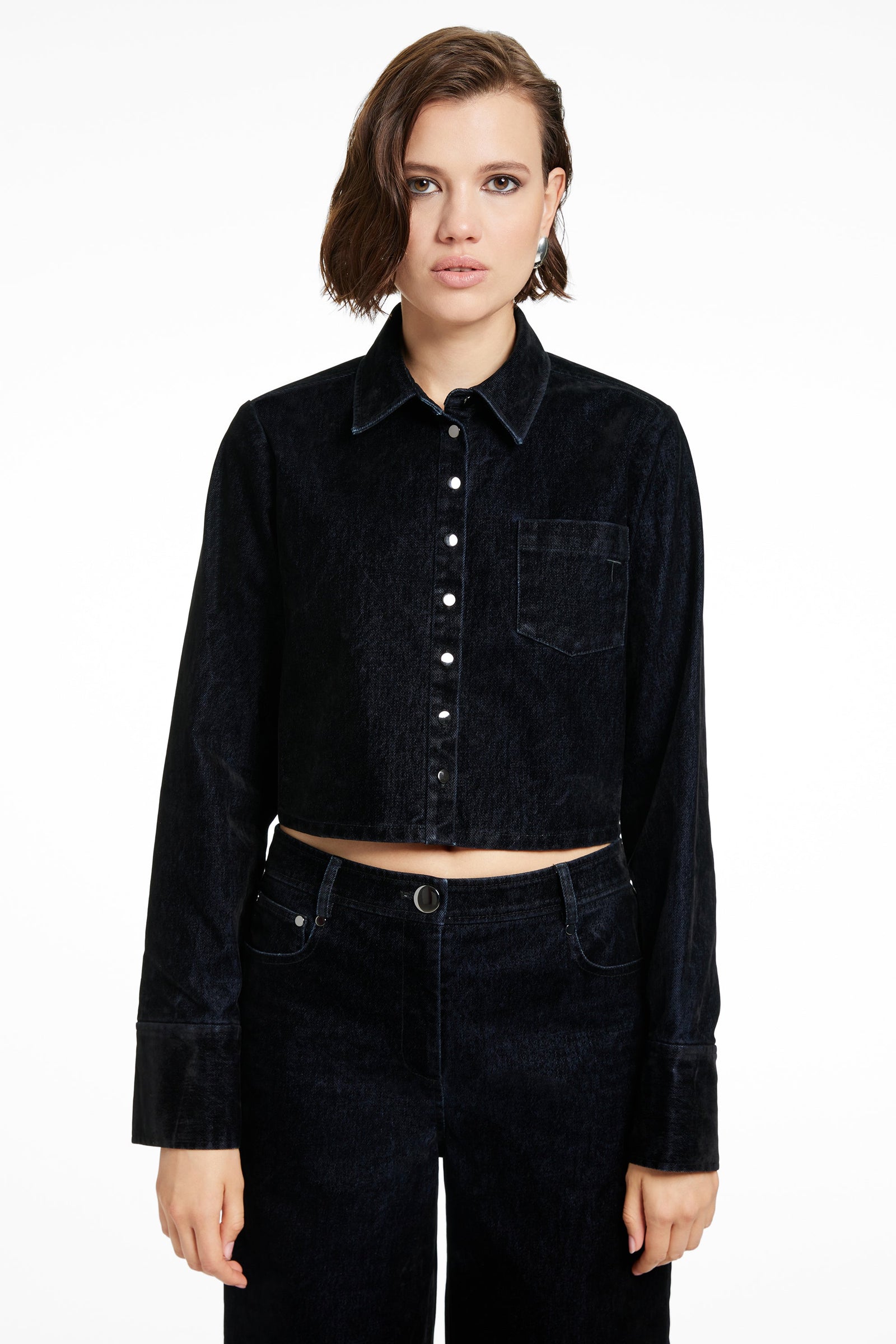 JETTA CROPPED BUTTON-FRONT SHIRT - Toccin