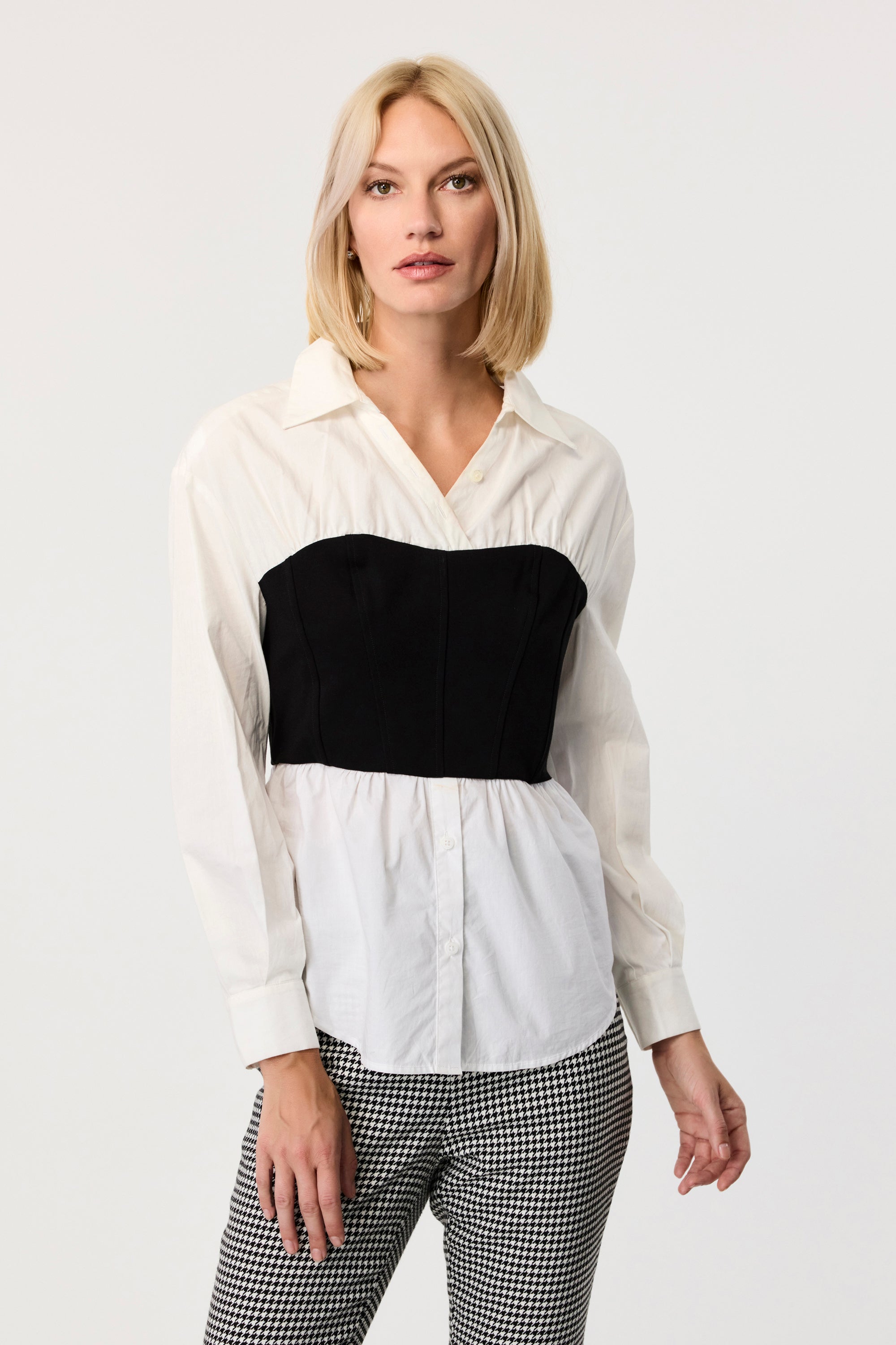 Jolie Long Sleeve Cotton- Stretch  Bustier Top - Toccin