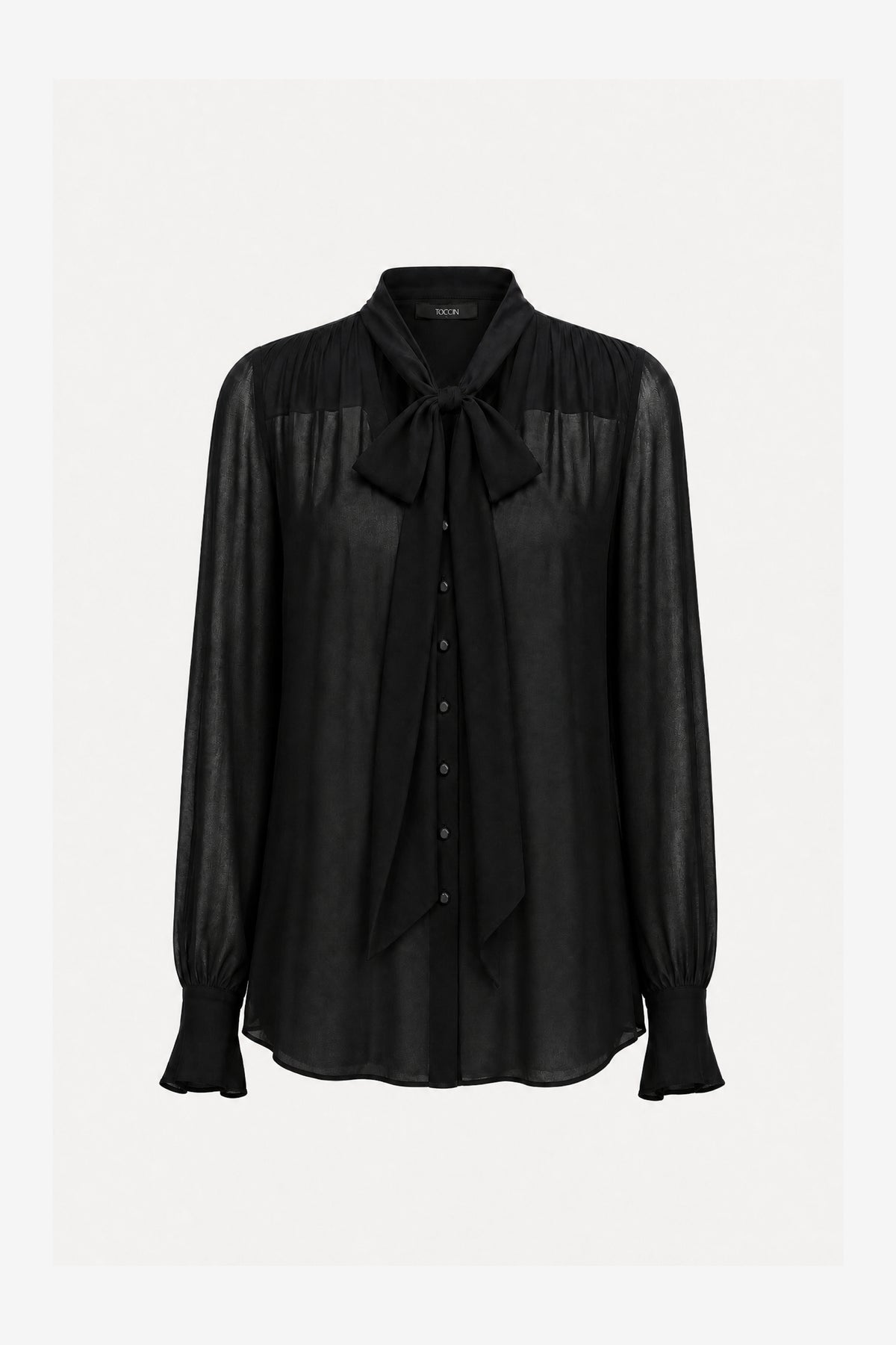 KAILA TIE NECK BUTTON-FRONT BLOUSE