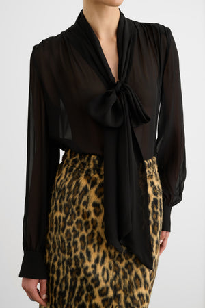 KAILA TIE NECK BUTTON-FRONT BLOUSE
