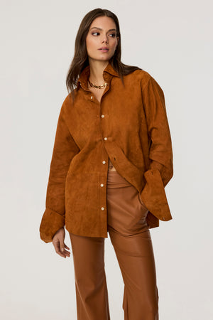 Kali Faux Suede Boyfriend Shirt