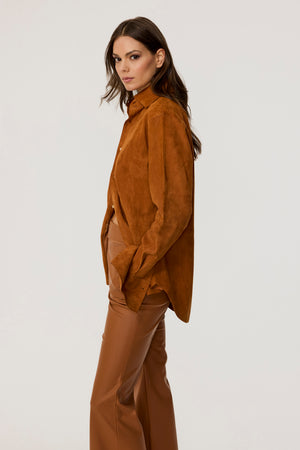 Kali Faux Suede Boyfriend Shirt