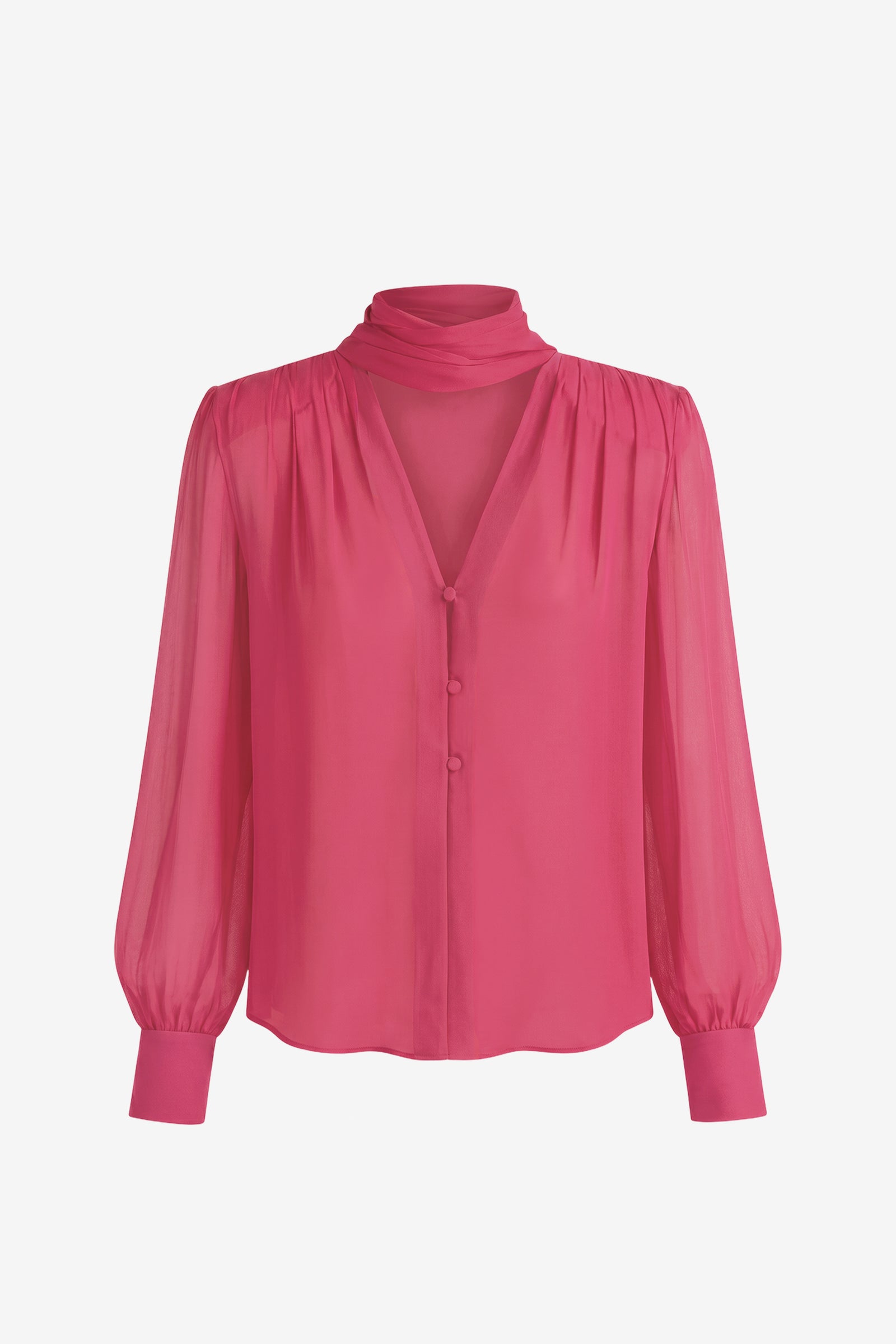KAILA TIE NECK BUTTON-FRONT BLOUSE
