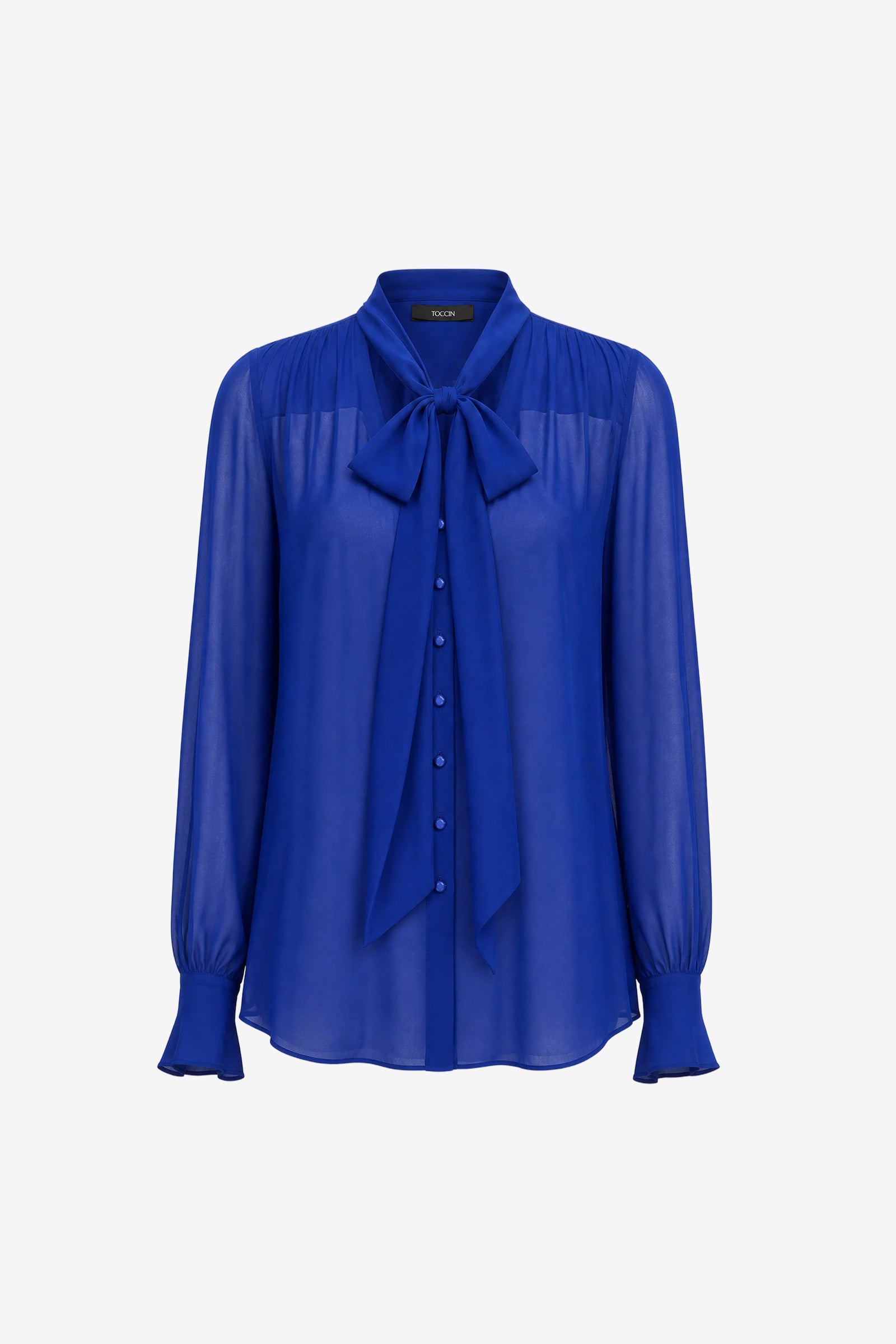 KAILA TIE NECK BUTTON-FRONT BLOUSE