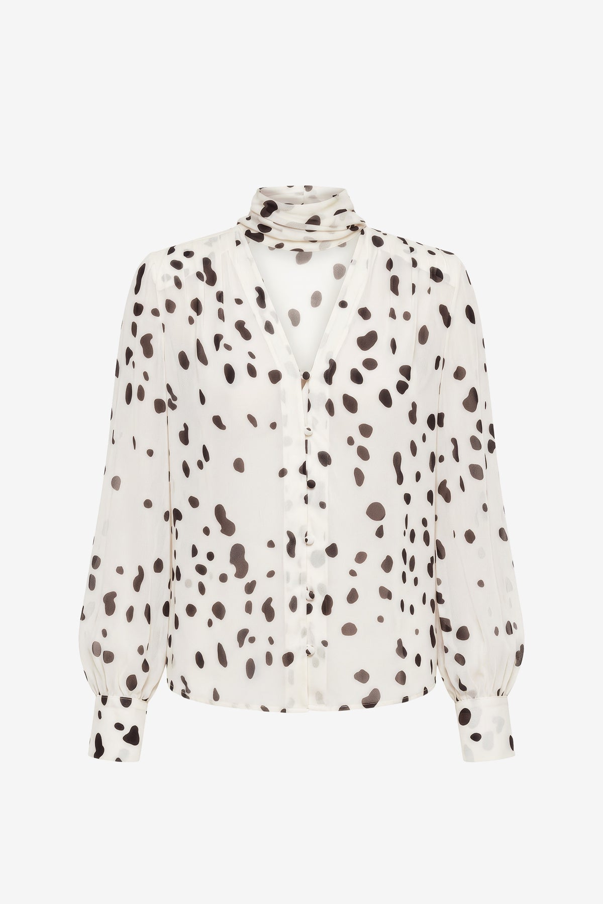 KAILA TIE NECK BUTTON-FRONT BLOUSE