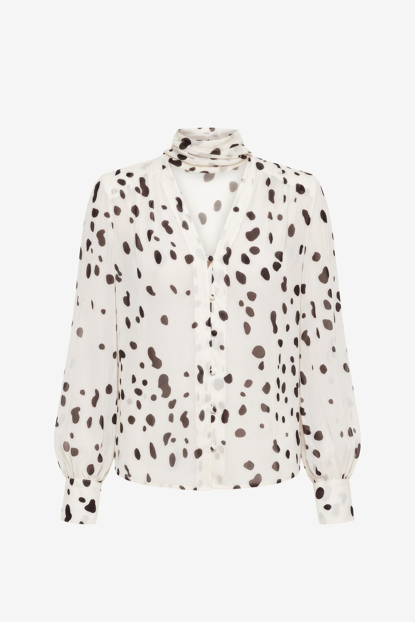KAILA TIE NECK BUTTON-FRONT BLOUSE