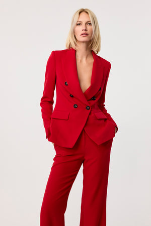 Kylie Stretch Woven Double Breasted  Blazer - Toccin