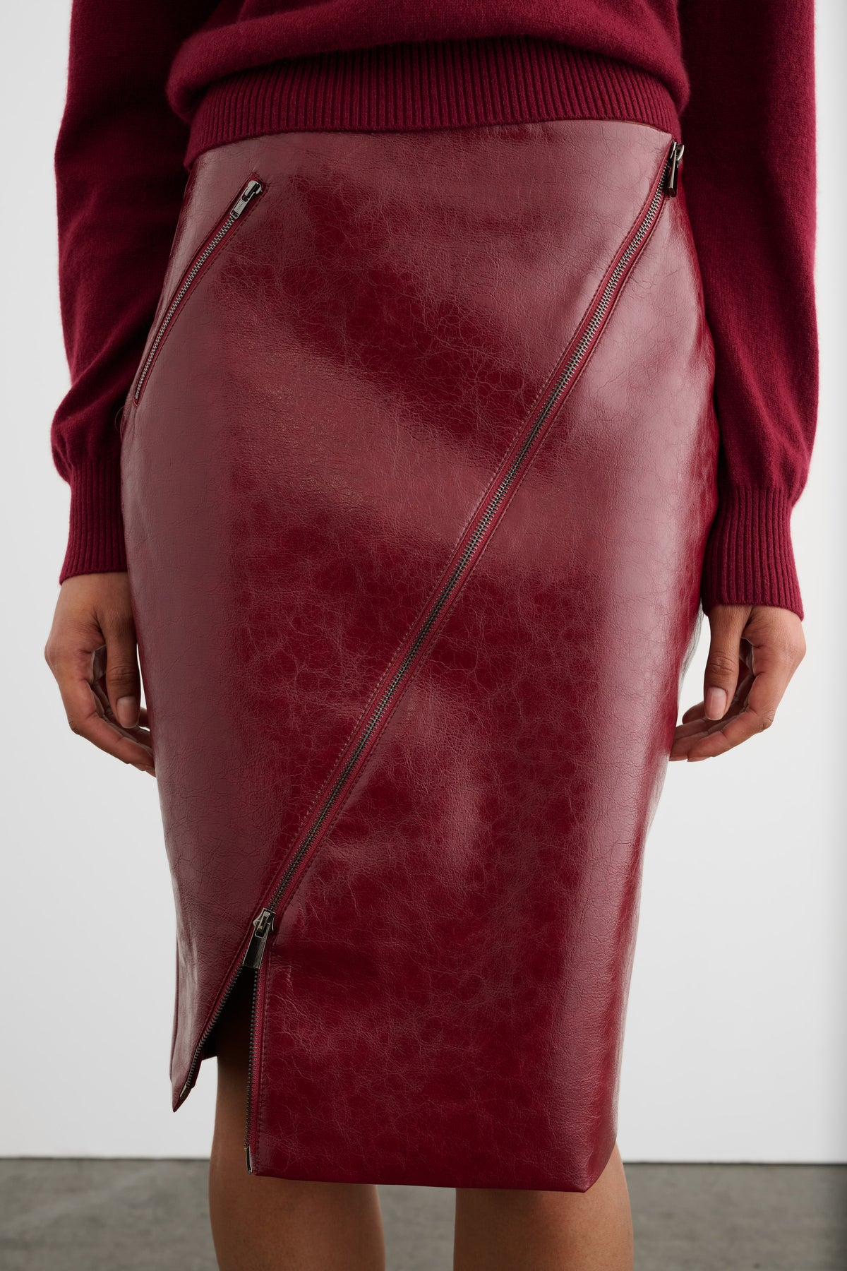 VERENA ASYMMETRICAL ZIP-FRONT SKIRT