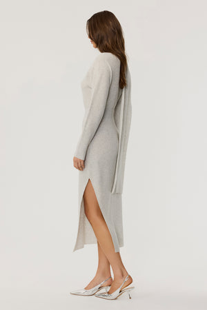 Liliana Cashmere Midi Sweater Dress with Built-In Scarf