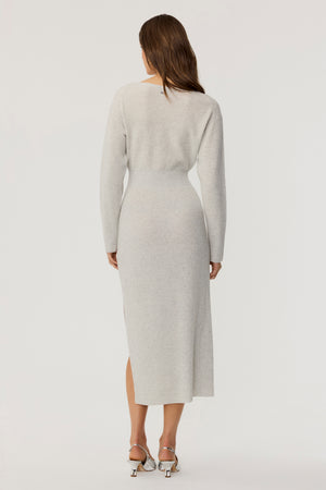 Liliana Cashmere Midi Sweater Dress with Built-In Scarf