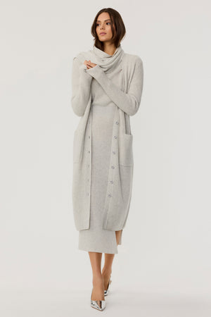 Liliana Cashmere Midi Sweater Dress with Built-In Scarf