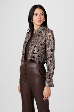 Beatrix Lace Vegan Leather Top - Toccin