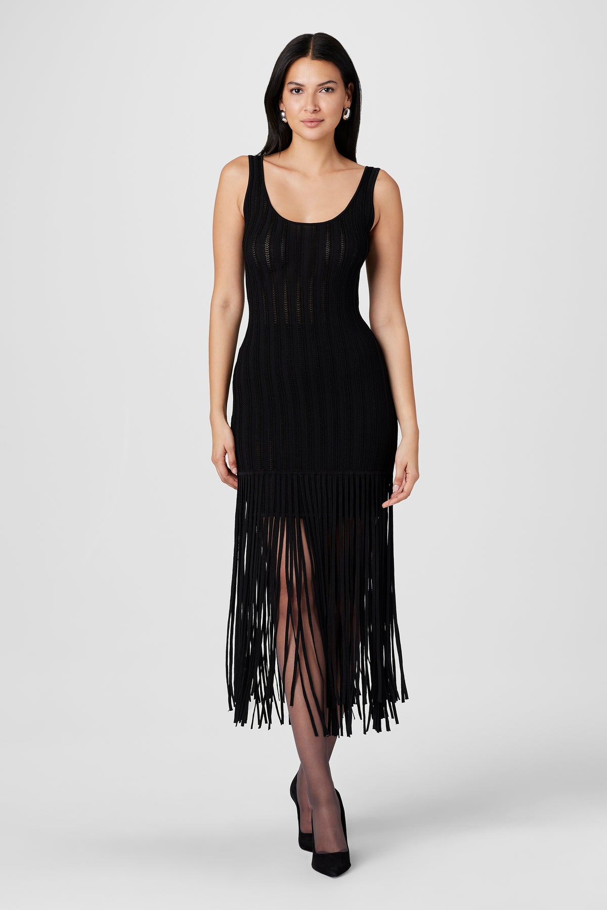 Lorelai Scoop Neck Fringe Dress - Toccin