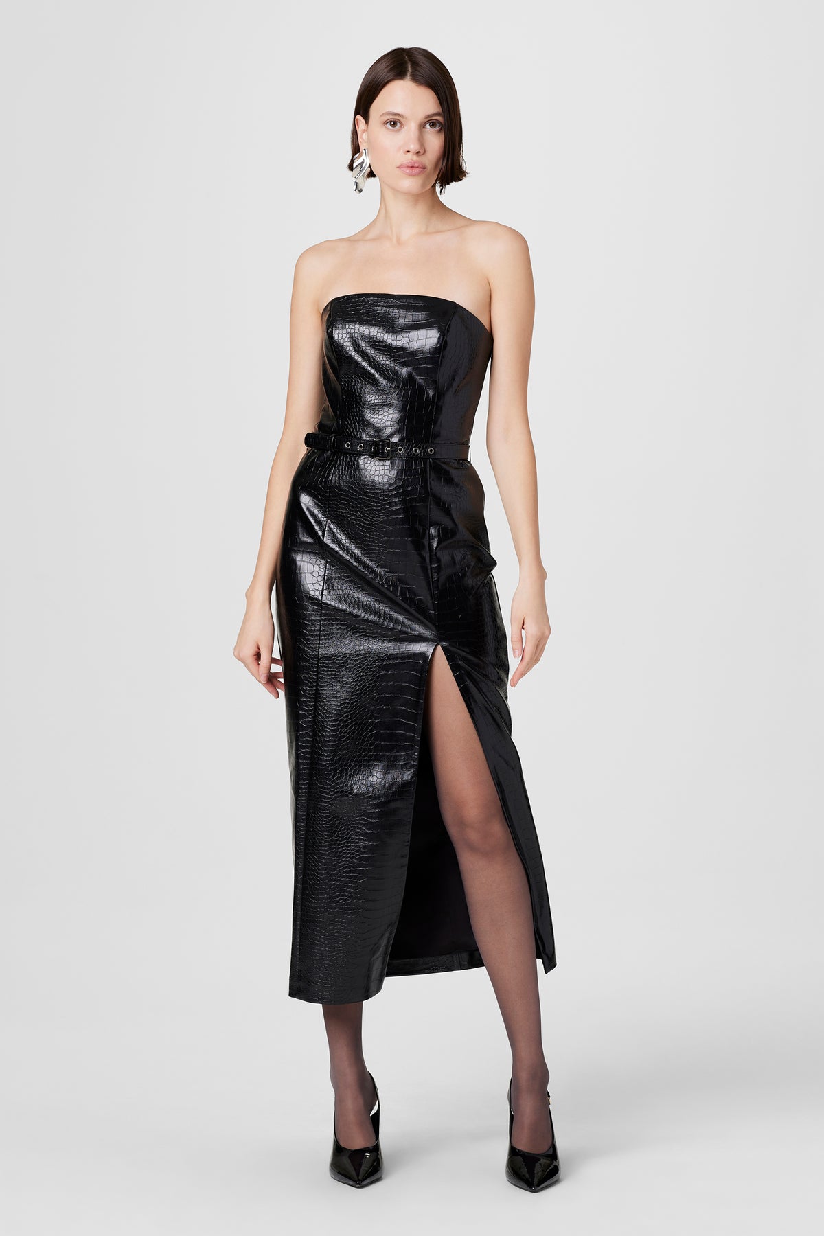 Vivian Strapless Croc Leather Dress - Toccin