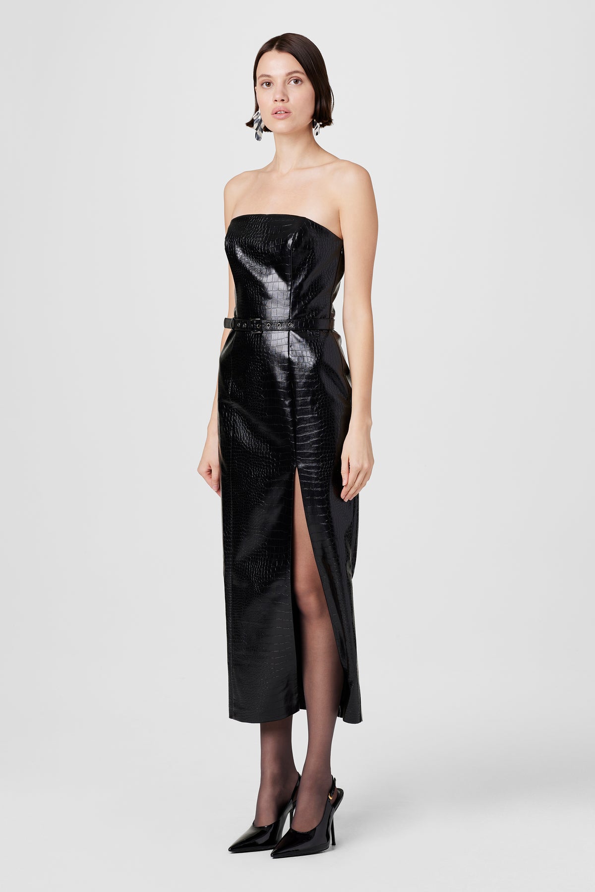 Vivian Strapless Croc Leather Dress - Toccin