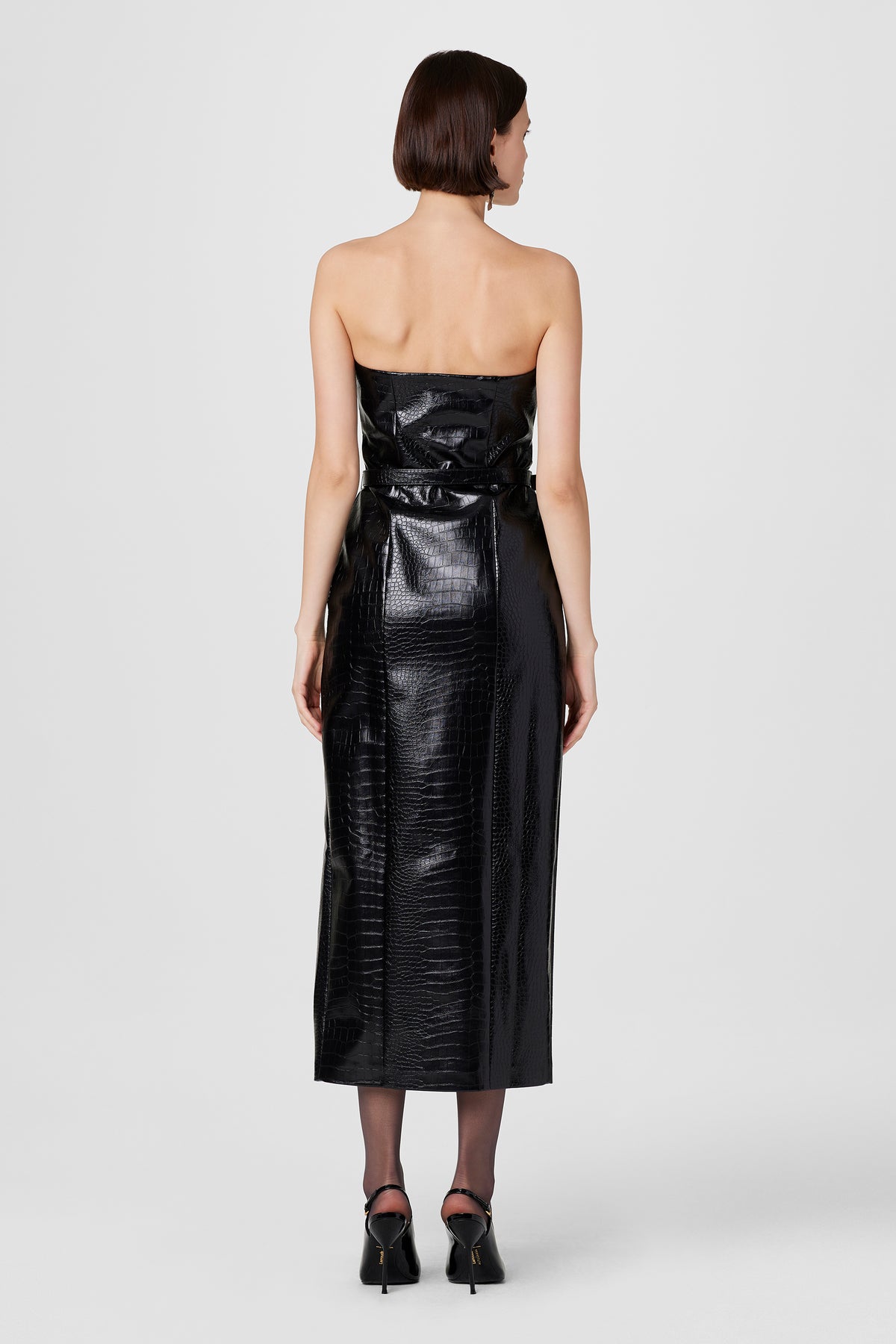 Vivian Strapless Croc Leather Dress - Toccin