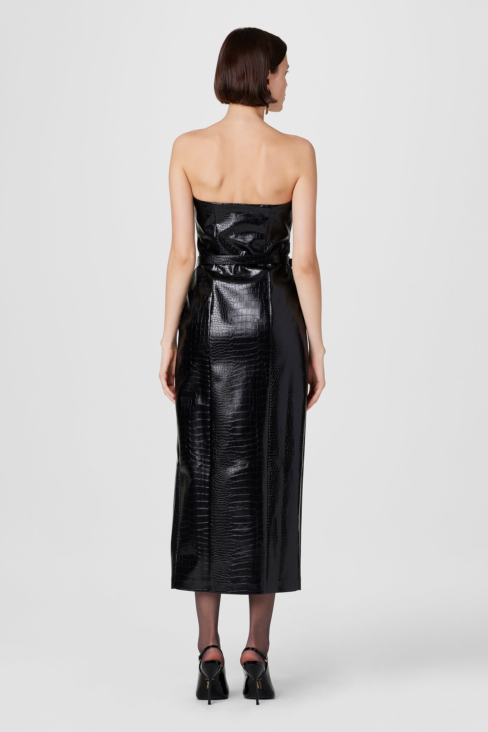 Vivian Strapless Croc Leather Dress - Toccin