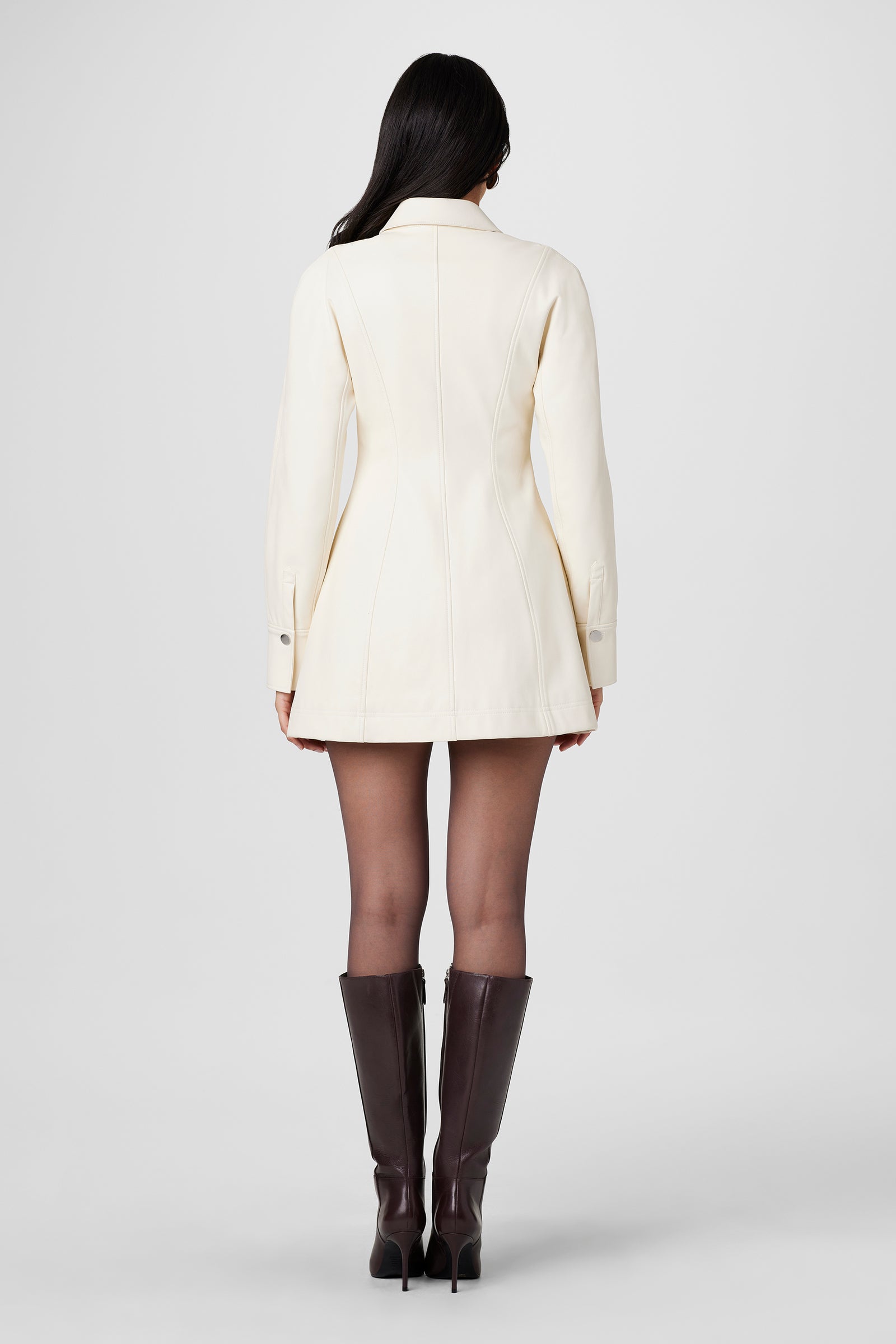 Alexa Seamed Vegan Leather Dress - Toccin