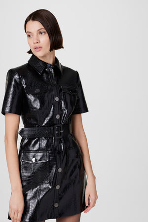 Lydia Vegan Leather  Mini Dress - Toccin