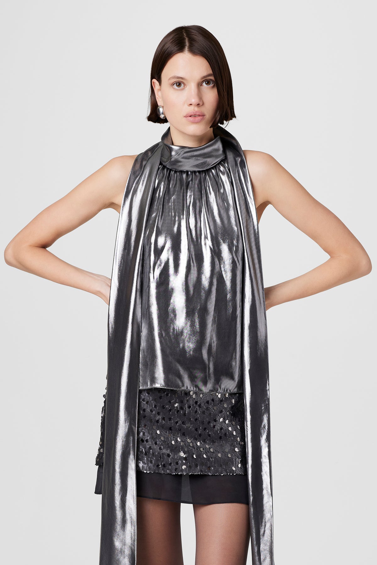 Hattie Sleeveless Metallic Blouse - Toccin