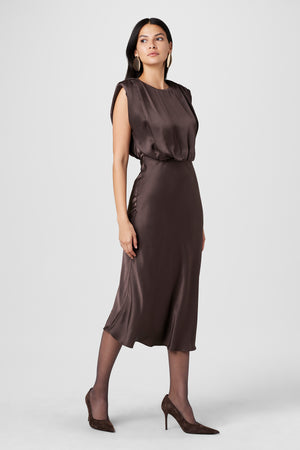 Flora Sleeveless Blouson Midi Dress - Toccin