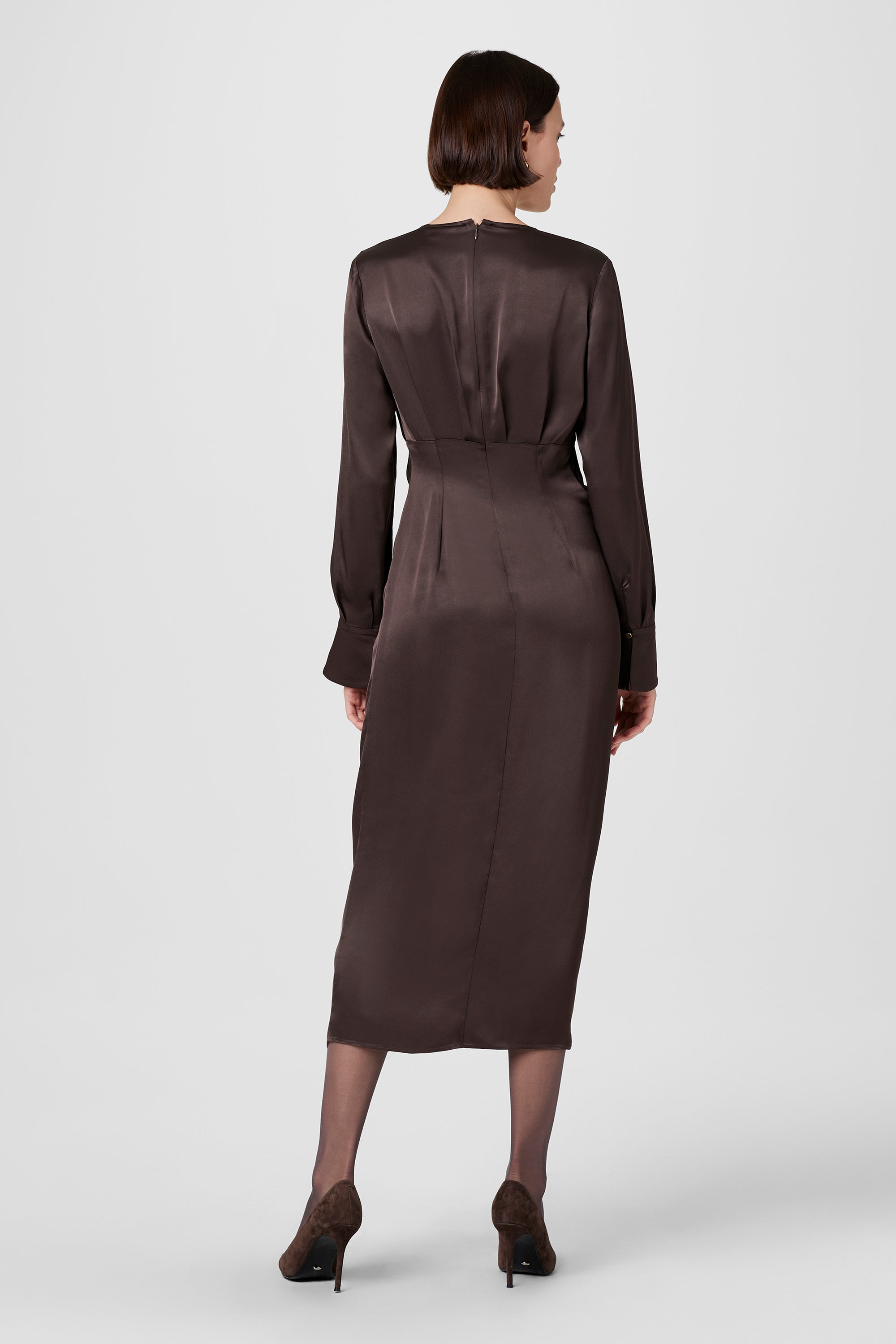 Leona Twist Front Silk Midi Dress - Toccin