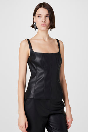 Linda Vegan Leather Tie Front Corset - Toccin