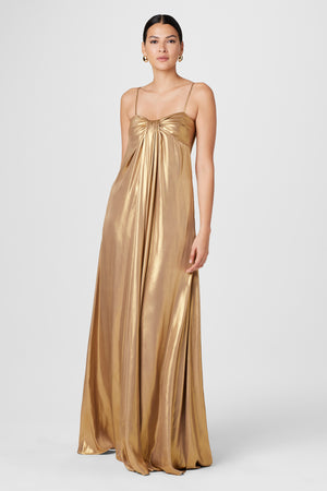 Liza Spaghetti Strap Cascade Gown - Toccin