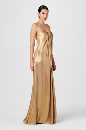 Liza Spaghetti Strap Cascade Gown - Toccin