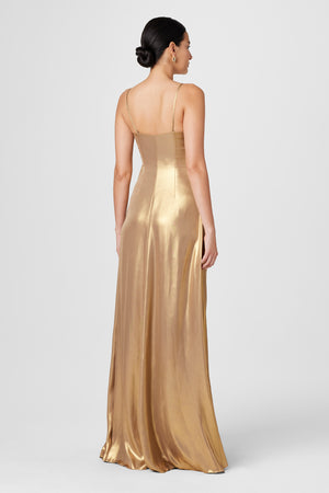 Liza Spaghetti Strap Cascade Gown - Toccin