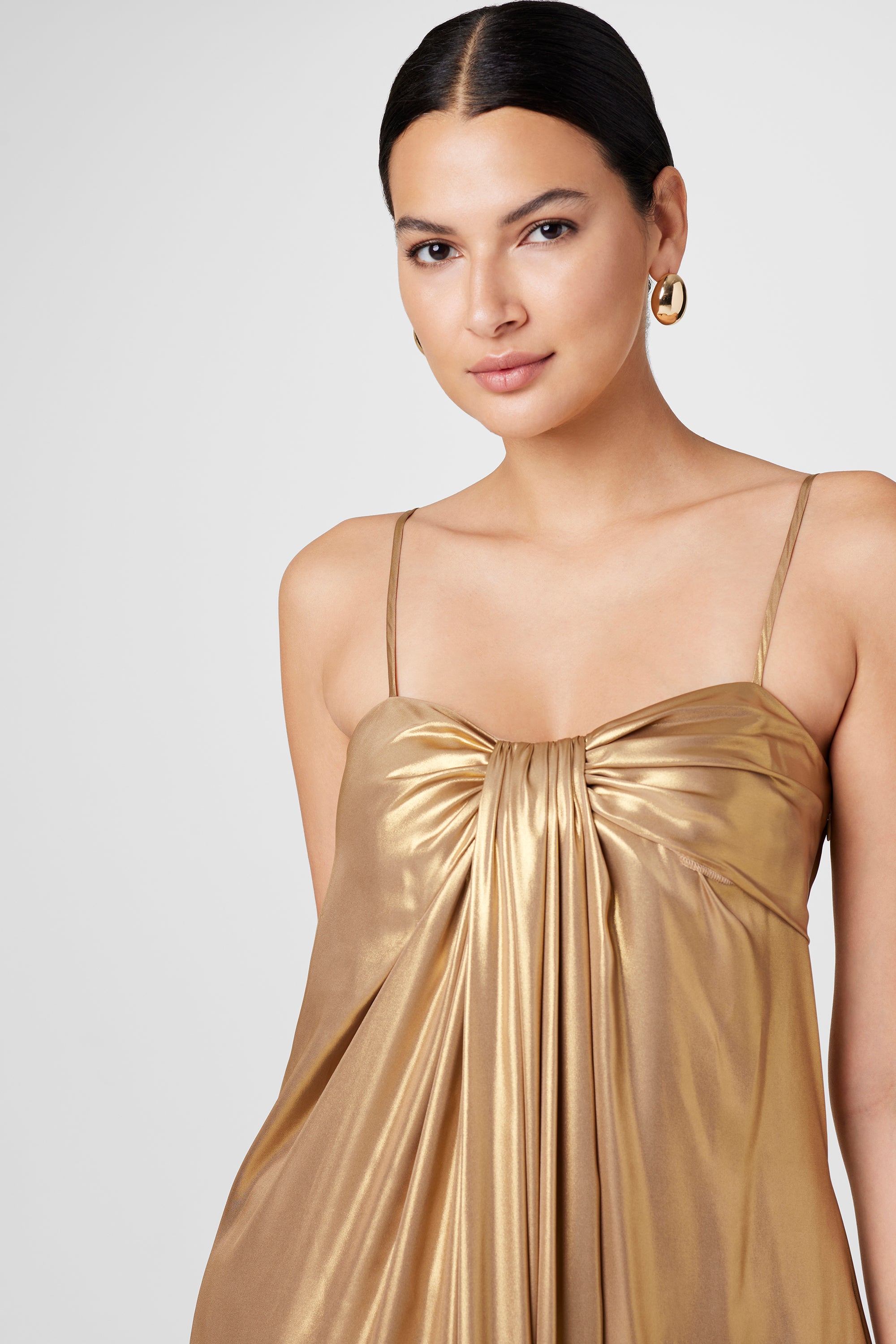 Liza Spaghetti Strap Cascade Gown - Toccin