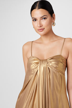 Liza Spaghetti Strap Cascade Gown - Toccin